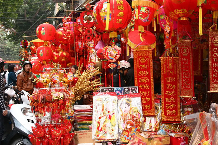 préparatifs nouvel an vietnamien rue hang ma